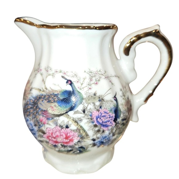 Heisei Japan Peacock Floral Porcelain Tea Set 15pc Gold Trim Teapot Cups Saucers - Picture 16 of 16